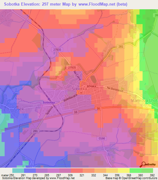 Sobotka,Czech Republic Elevation Map
