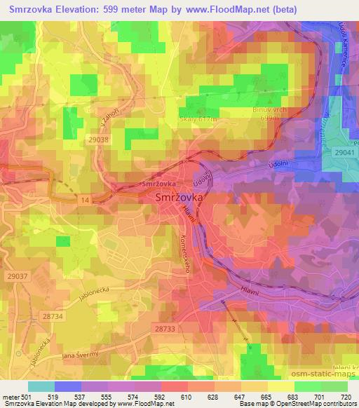 Smrzovka,Czech Republic Elevation Map
