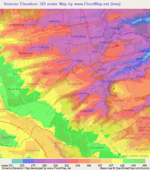 Smecno,Czech Republic Elevation Map