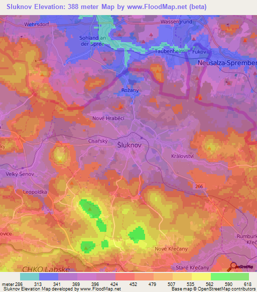 Sluknov,Czech Republic Elevation Map