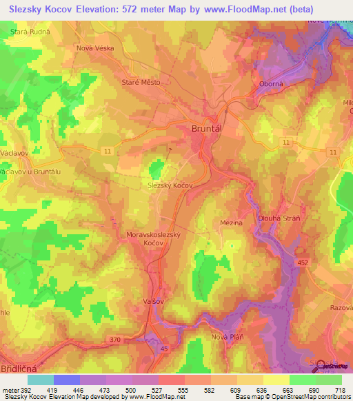 Slezsky Kocov,Czech Republic Elevation Map
