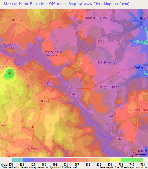 Slezska Harta,Czech Republic Elevation Map