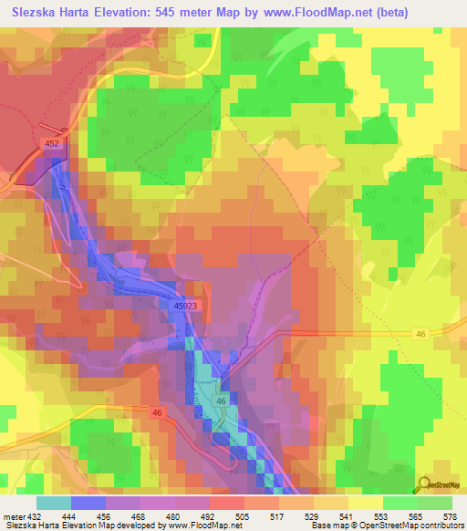 Slezska Harta,Czech Republic Elevation Map