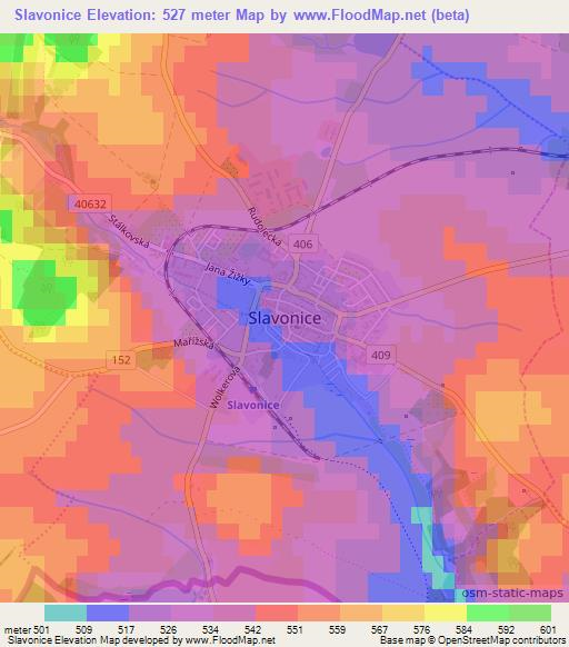 Slavonice,Czech Republic Elevation Map