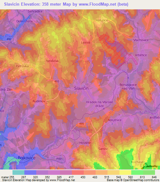 Slavicin,Czech Republic Elevation Map