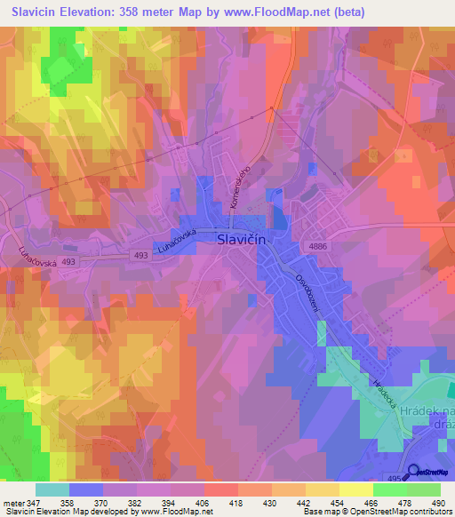 Slavicin,Czech Republic Elevation Map