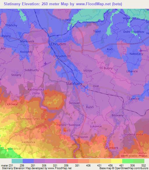 Slatinany,Czech Republic Elevation Map