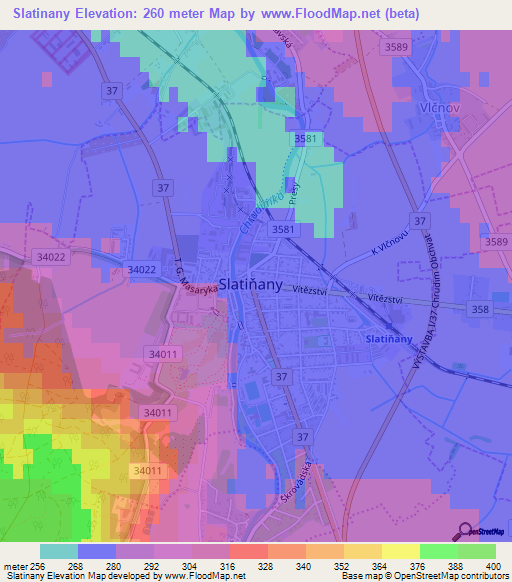 Slatinany,Czech Republic Elevation Map
