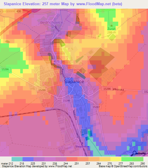 Slapanice,Czech Republic Elevation Map