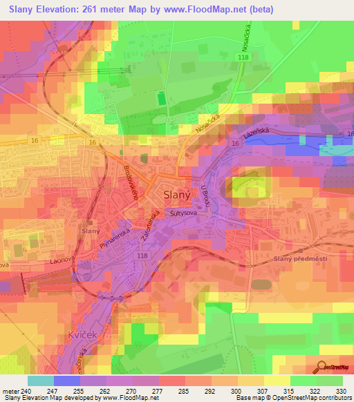 Slany,Czech Republic Elevation Map