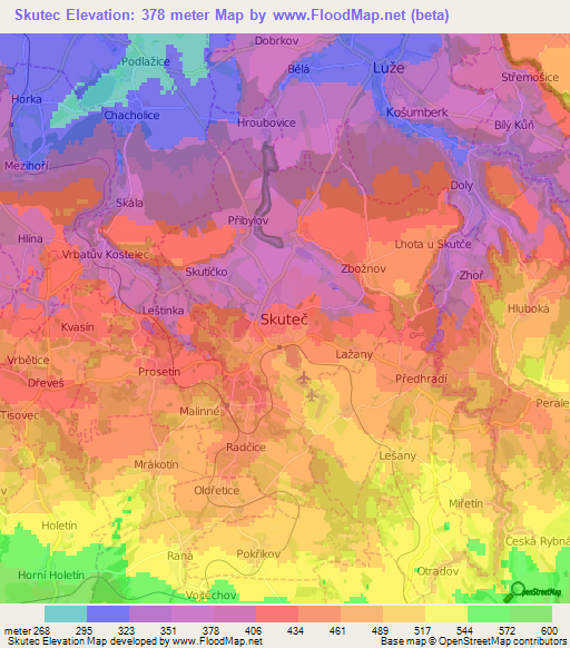 Skutec,Czech Republic Elevation Map