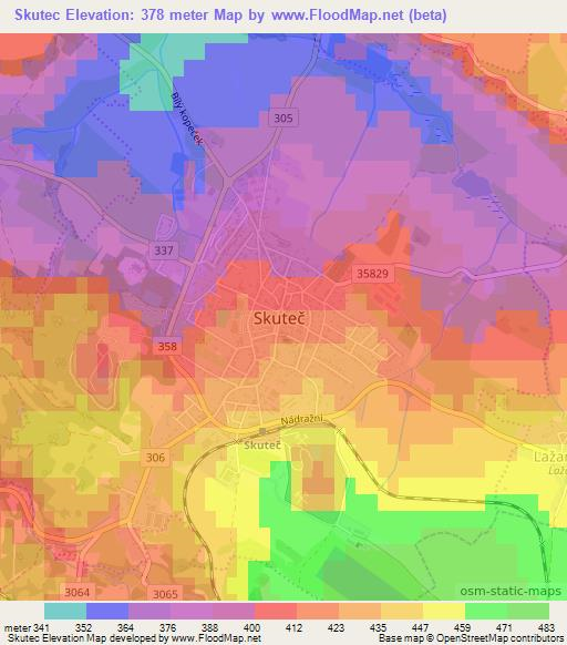Skutec,Czech Republic Elevation Map