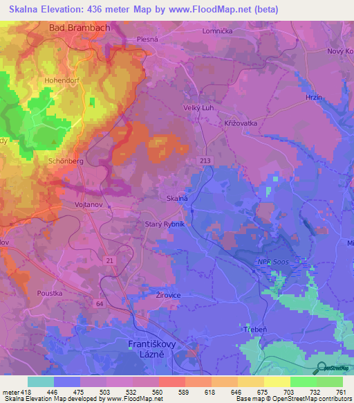 Skalna,Czech Republic Elevation Map