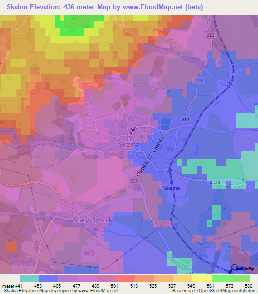 Skalna,Czech Republic Elevation Map