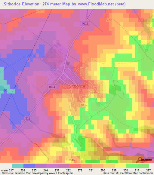 Sitborice,Czech Republic Elevation Map