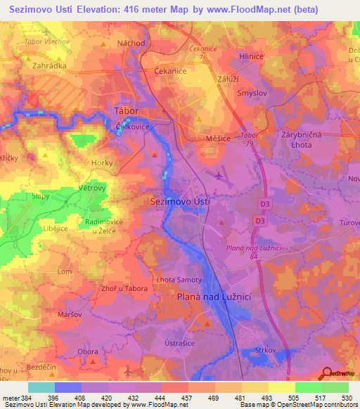 Sezimovo Usti,Czech Republic Elevation Map