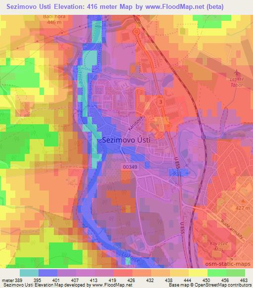 Sezimovo Usti,Czech Republic Elevation Map