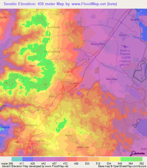 Sevetin,Czech Republic Elevation Map