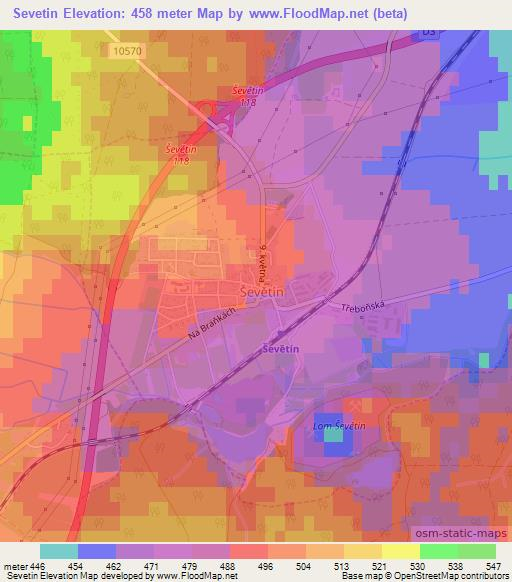 Sevetin,Czech Republic Elevation Map