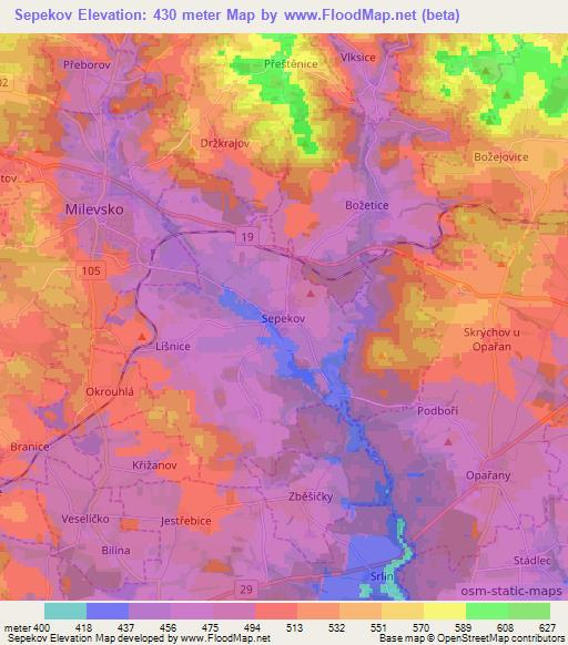 Sepekov,Czech Republic Elevation Map