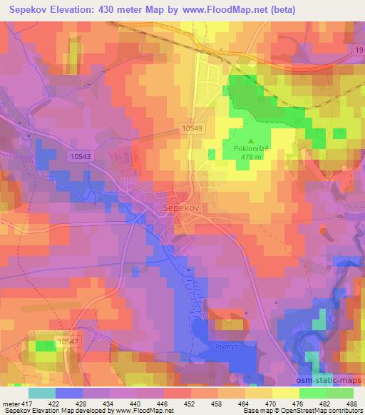 Sepekov,Czech Republic Elevation Map
