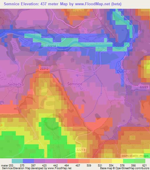 Semnice,Czech Republic Elevation Map