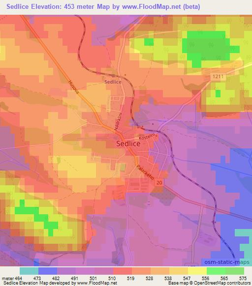 Sedlice,Czech Republic Elevation Map