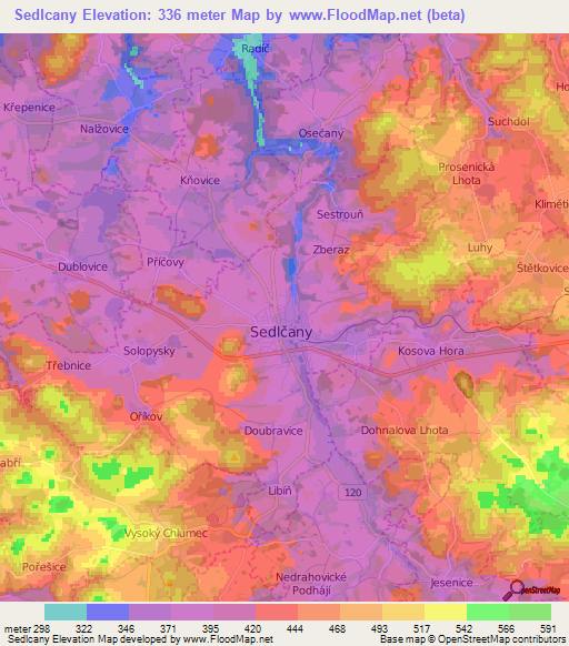 Sedlcany,Czech Republic Elevation Map