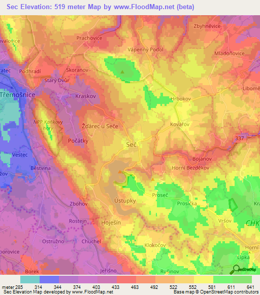 Sec,Czech Republic Elevation Map