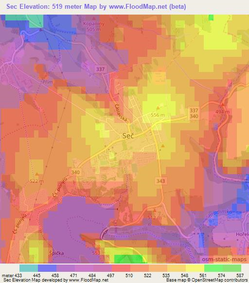 Sec,Czech Republic Elevation Map