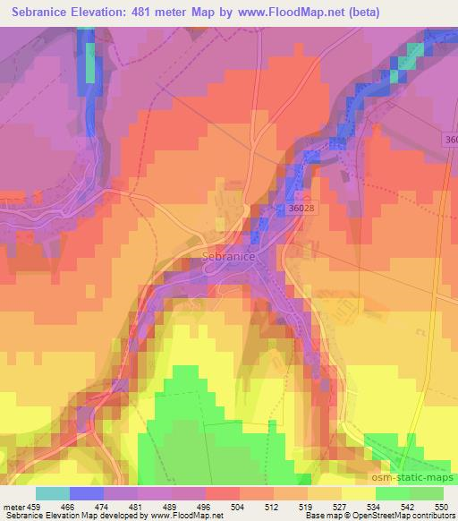 Sebranice,Czech Republic Elevation Map