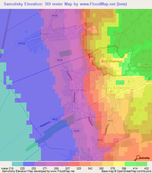 Samotisky,Czech Republic Elevation Map