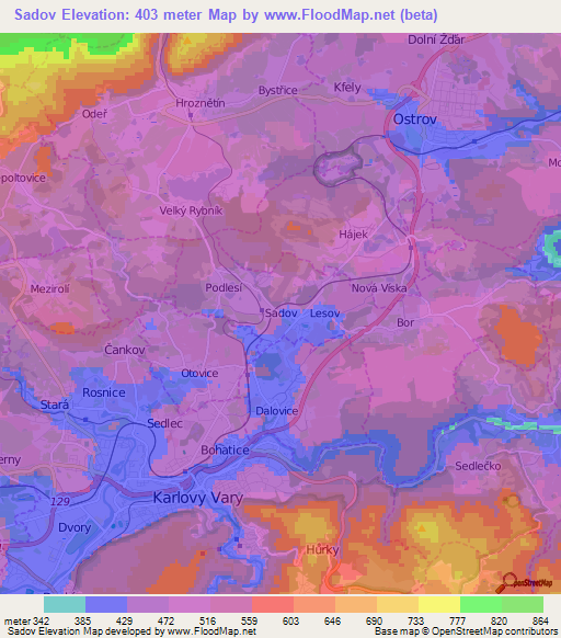 Sadov,Czech Republic Elevation Map