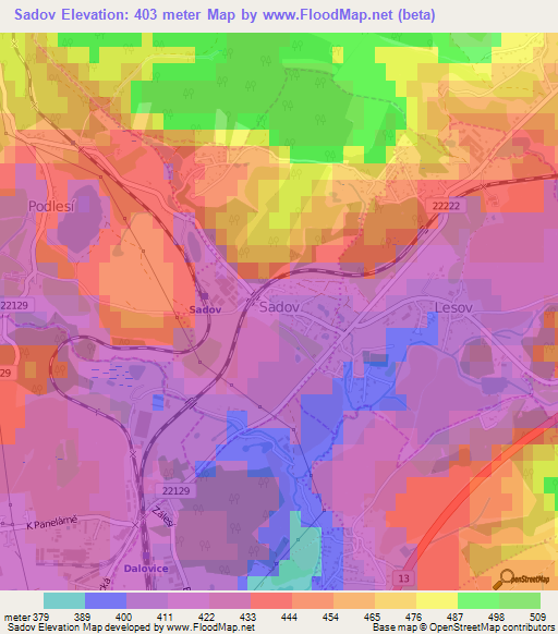 Sadov,Czech Republic Elevation Map