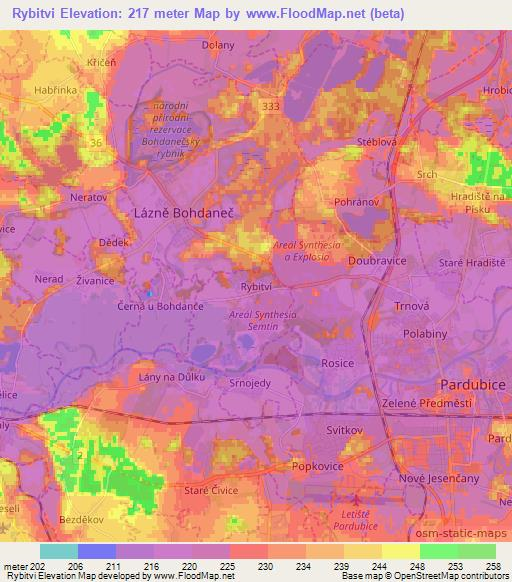 Rybitvi,Czech Republic Elevation Map