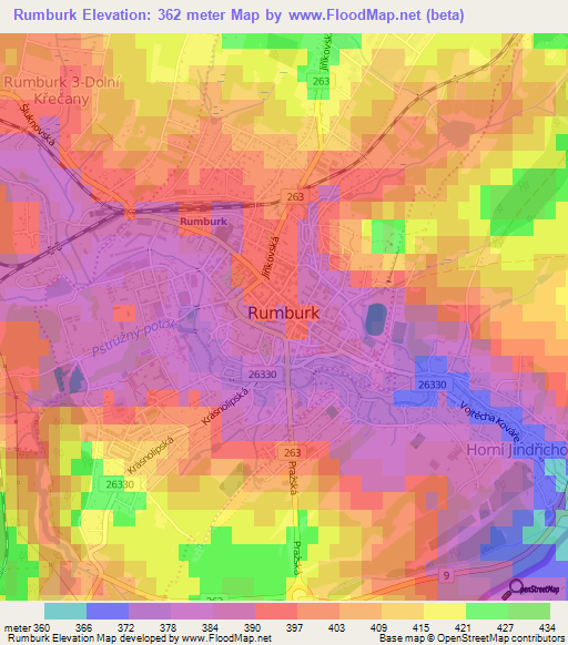 Rumburk,Czech Republic Elevation Map