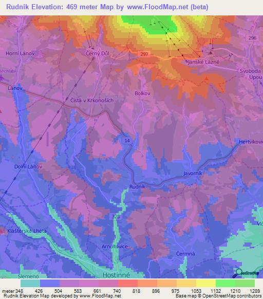 Rudnik,Czech Republic Elevation Map