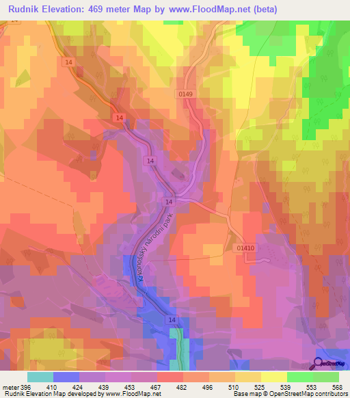 Rudnik,Czech Republic Elevation Map