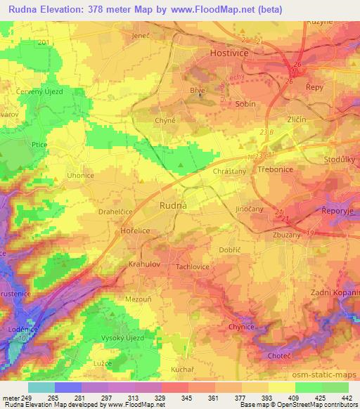 Rudna,Czech Republic Elevation Map