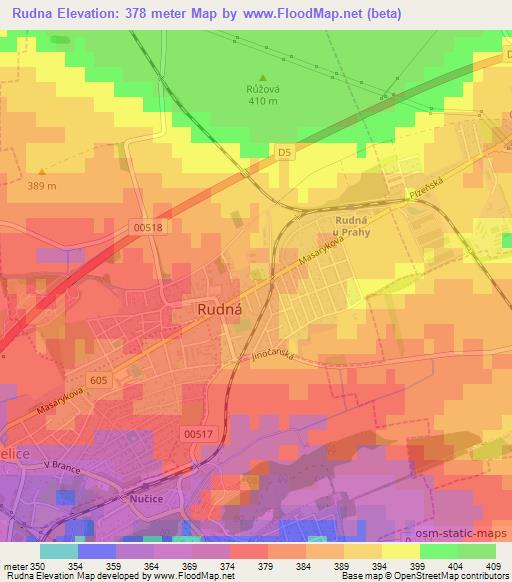 Rudna,Czech Republic Elevation Map