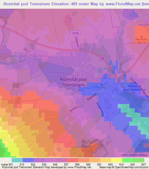 Rozmital pod Tremsinem,Czech Republic Elevation Map