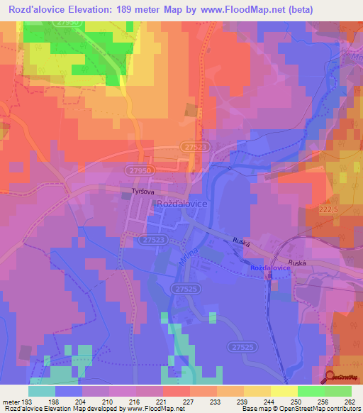 Rozd'alovice,Czech Republic Elevation Map