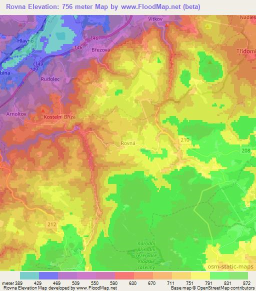 Rovna,Czech Republic Elevation Map