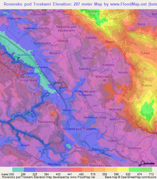 Rovensko pod Troskami,Czech Republic Elevation Map