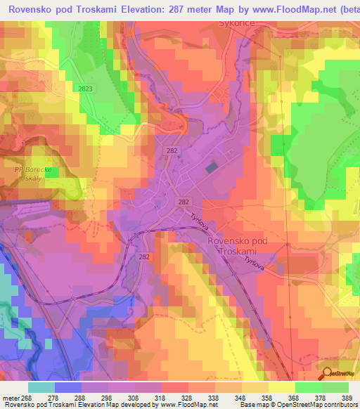 Rovensko pod Troskami,Czech Republic Elevation Map
