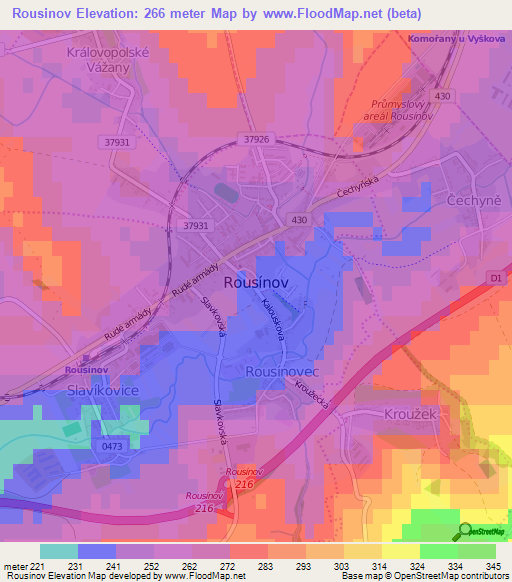 Rousinov,Czech Republic Elevation Map