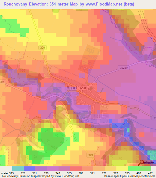 Rouchovany,Czech Republic Elevation Map