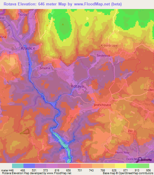 Rotava,Czech Republic Elevation Map