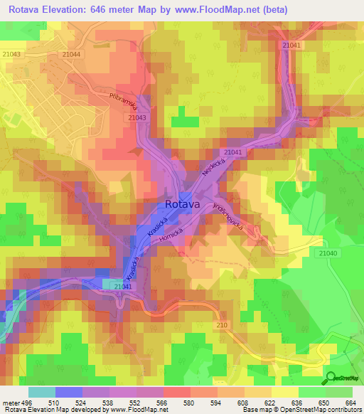 Rotava,Czech Republic Elevation Map