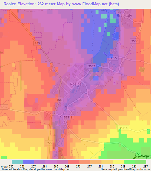 Rosice,Czech Republic Elevation Map